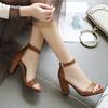Ankle Strap Women's Sandals Summer Shoes Elegant Peep Toe Block High Heels Sandal Girls Party Shoes Large Size 45 Flip Flops