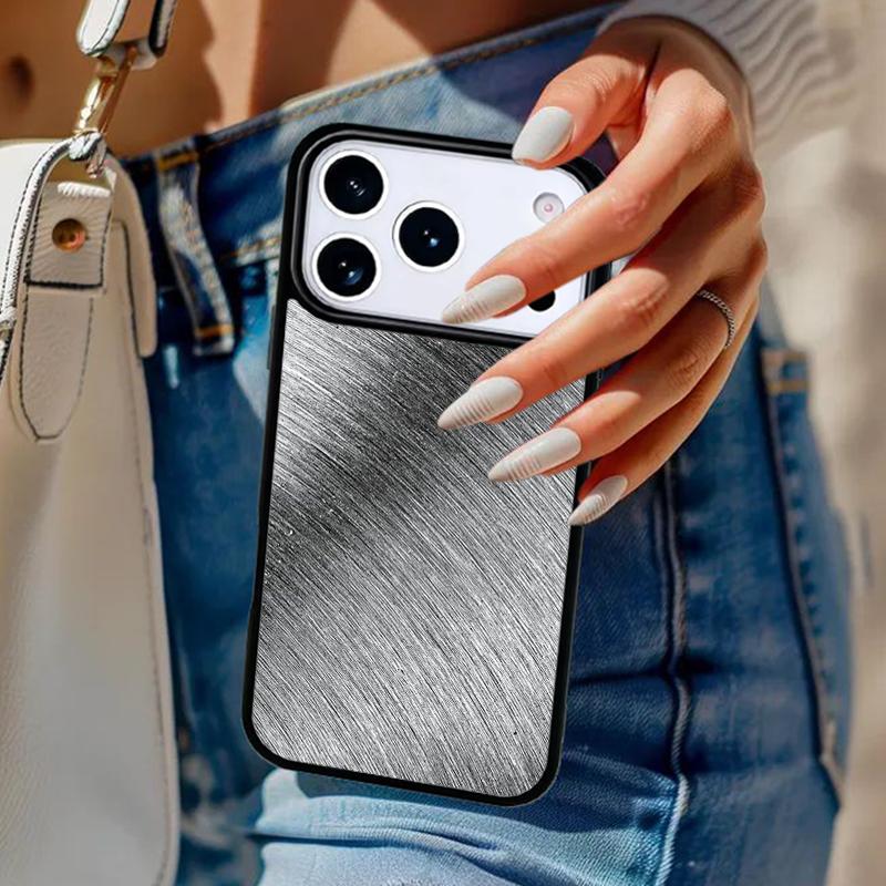 Gebürstete Metalltextur Stahl-Druck Handyhülle Für iPhone 17 Air 14 15 13 12 Max Hülle Für Apple 16 16e 11 Pro Max Plus Coque