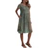 Women's Summer Fashion Casual Round Neck Short Sleeve Floral Print Dress