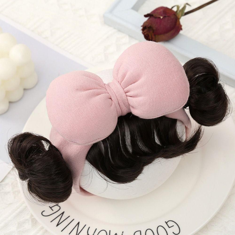 

Headband Fringe Bangs Chignons Headband Baby Hair Bands Wig Toddler Neat Bang Bowknot Kids Headwear Light Pink