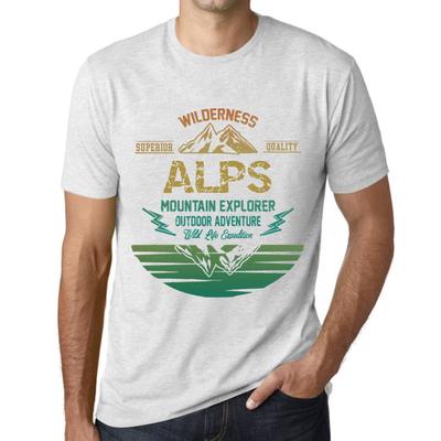 Men’s Vintage Tee Shirt Graphic T Shirt Mountain Explorer ALPS Vintage White