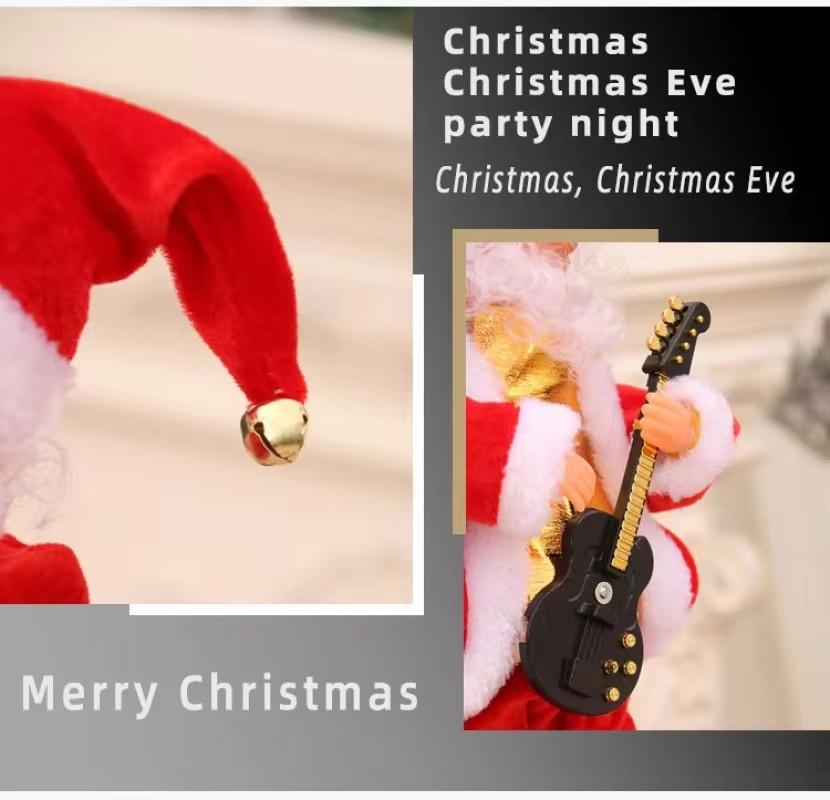 Weihnachten Elektrisch Musikalisch Hüfttanzend Spielt Gitarre Weihnachtsmann Puppe Ornament mit Musik Party Weihnachtsdekoration Geschenk für Kinder