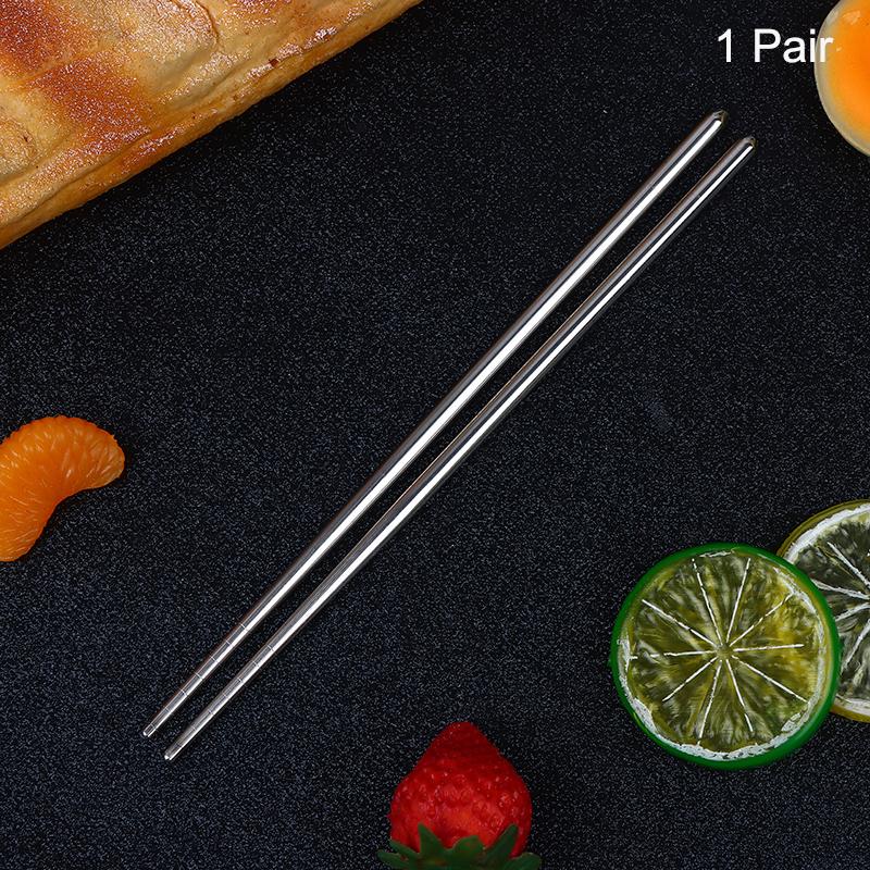 Stainless Steel Chopsticks Reusable Household Round Metal Chop Sticks Japanese Sushi Food Stick Kitchen Tableware Cutlery