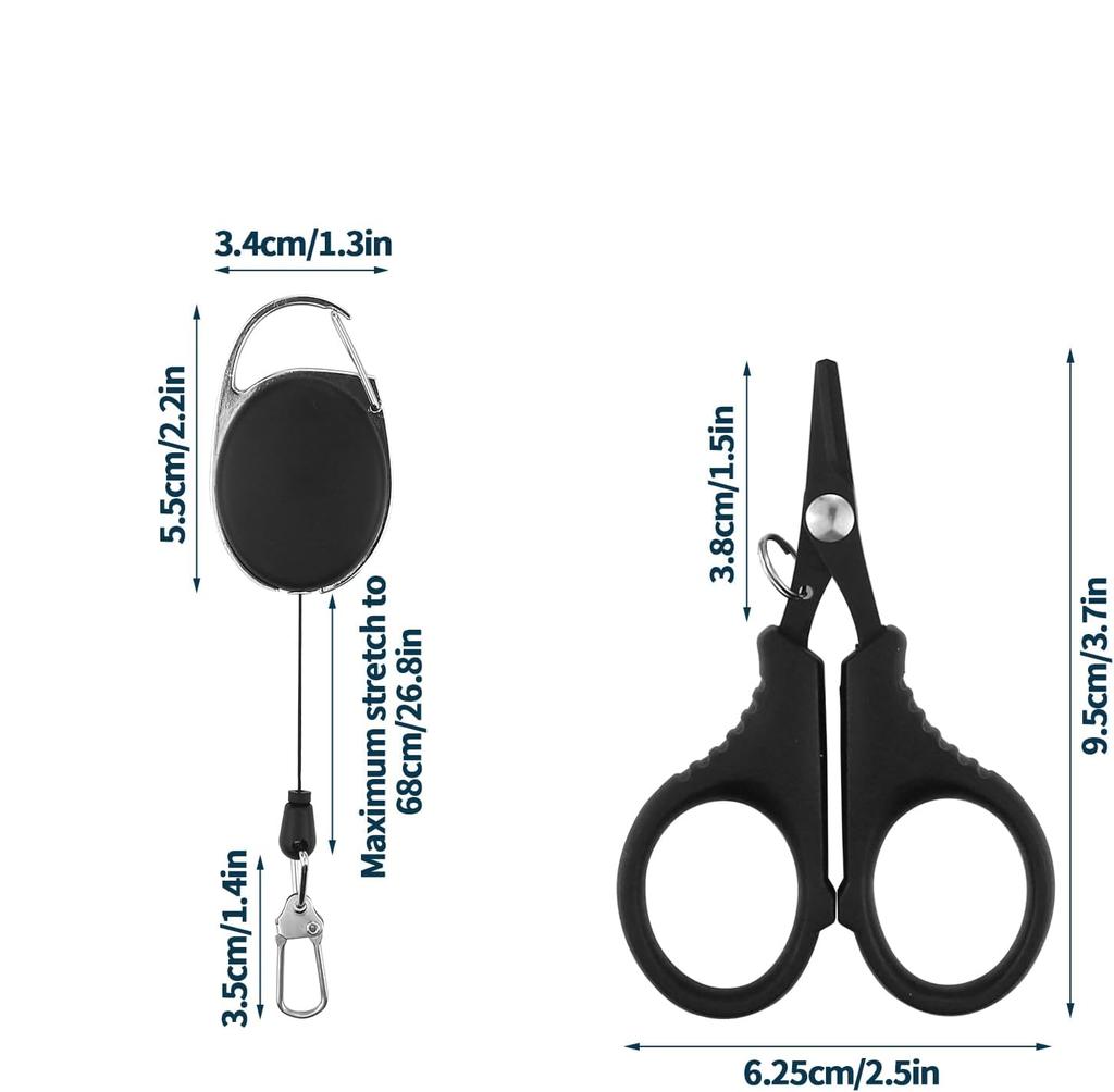 Fishing line scissors, braided fishing line scissors, stainless steel braided fishing line scissors, retractable lanyard, salt w