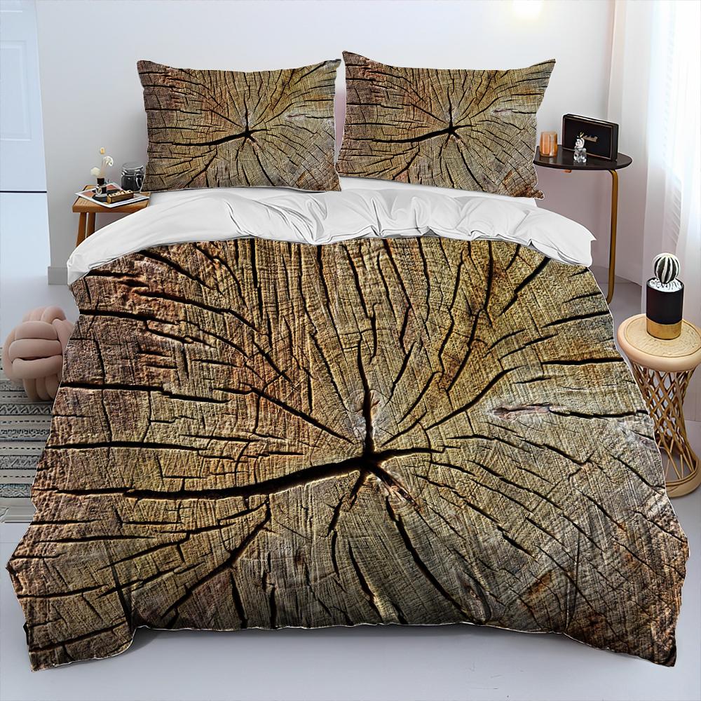 3D Wood Grain Comforter Bedding Set,Duvet Cover Bed Set Quilt Cover Pillowcase,King Queen Size Bedding Set for Adult Child Gift