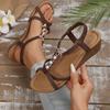 Bohemia Style Wedge Women Sandals 2026 Summer Fashion Platform Sandals Woman Plus Size Peep Toe Outdoor Beach Shoes Women
