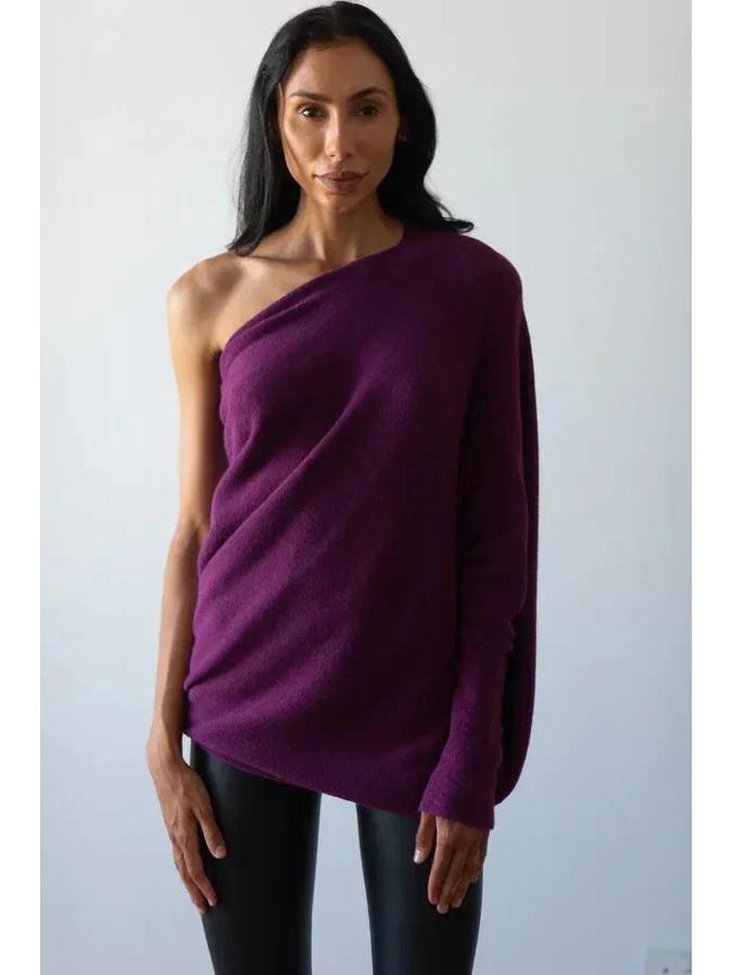 Herbst/Winter 2025 Einfarbiger Rundhals Langarm Gestrickter Raffierter Pullover - Europäischer & Amerikanischer Stil