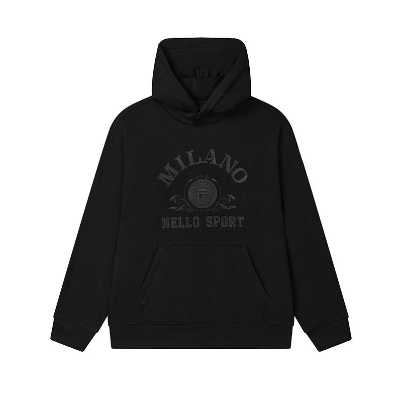 

Fila Серия Milano Простая Повседневная Универсальная Флисовая Толстовка Мужские толстовки Черный F11M515205FBK M