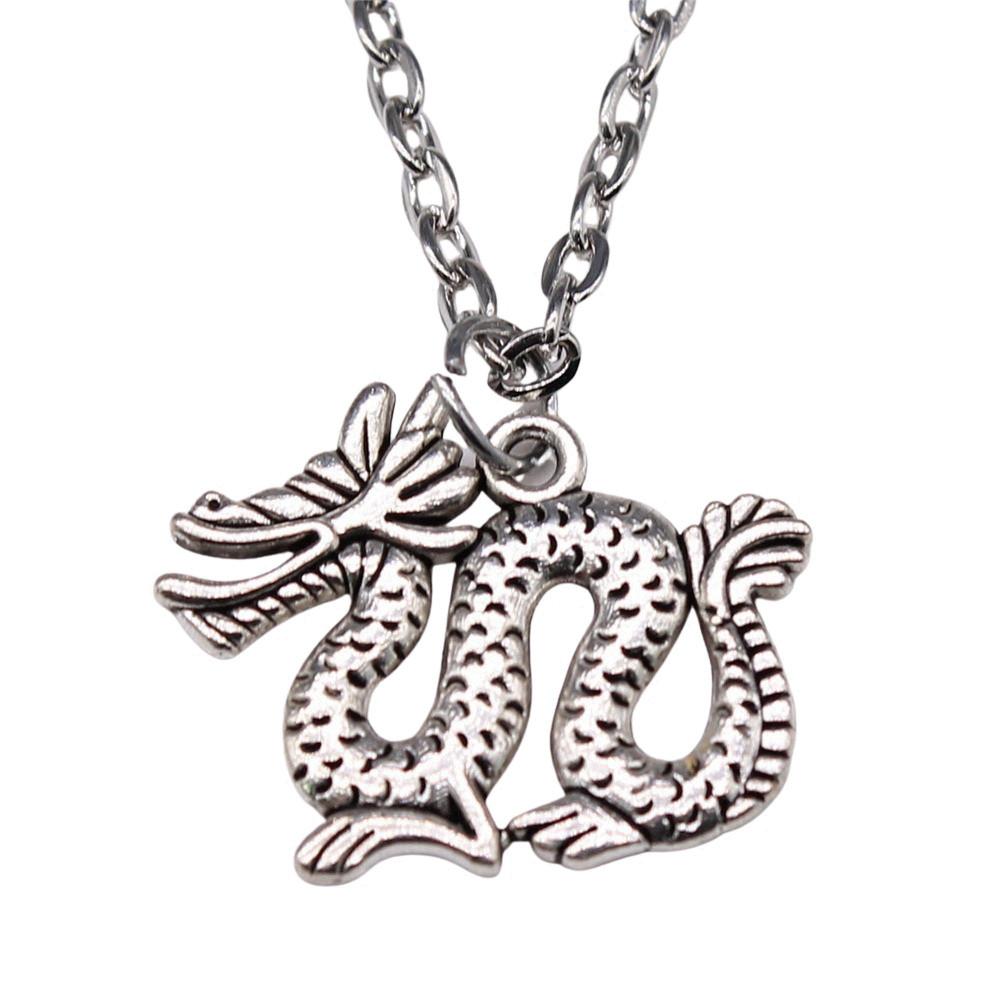 Snake Charm Necklace Dragon Minimalist Serpent Pendant For Women Grunge Aesthetic Jewelry 43cm Chain