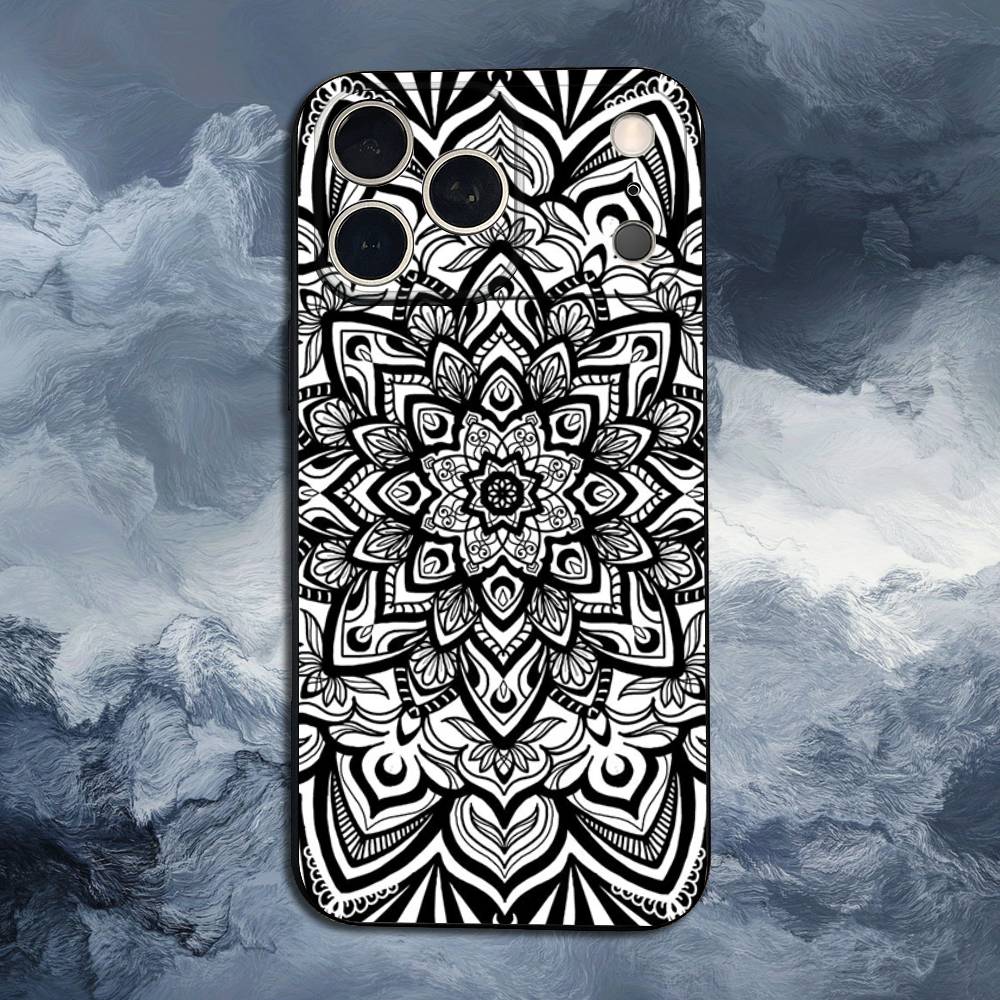 Totem Colorful Flower Mandala For iPhone 12,14,13,15,8,7,16,11,17,X,Mini,Plus,Pro,XR,SE,XS,Max,Soft Silicone Black Case
