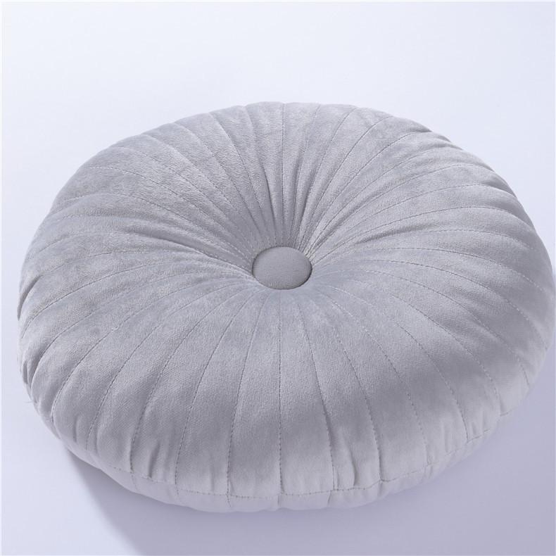 Nordic Quilted Pumpkin Throw Pillow - Solid Color Round Cushion for Living Room & Bay Window