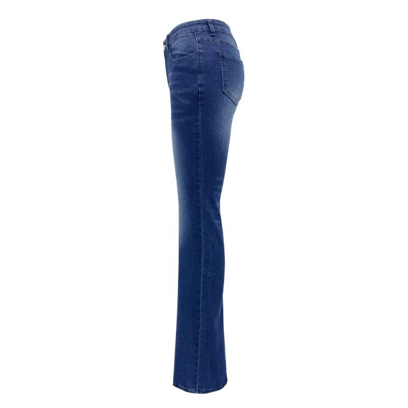 YYFS Women's Fashion Denim Casual Solid Color Print High Waist Slim Trousers Pants & Capris