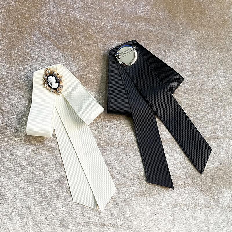 Women New Ribbon Bow Tie Beauty Head Bow Brooch Blouse Collar Pin Brooch Bowknot Shirt Bow Tie Corsage Pin Accessories