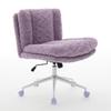 W26.4 Inch Wider Seat Office Chair,Artificial Rabbit Hair Home Chair with Metal Base,Adjustable Desk Swivel Chair,Vanity Chair(Violet) ,DE1875VT