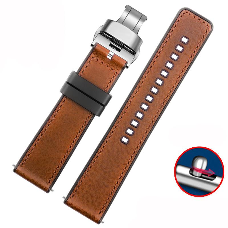 Vintage Italian Leather Watch Band For Seiko Tudor Casio Waterproof Silicone Rubber Bottom Chain Strap Bracelet 20mm  22mm 24mm