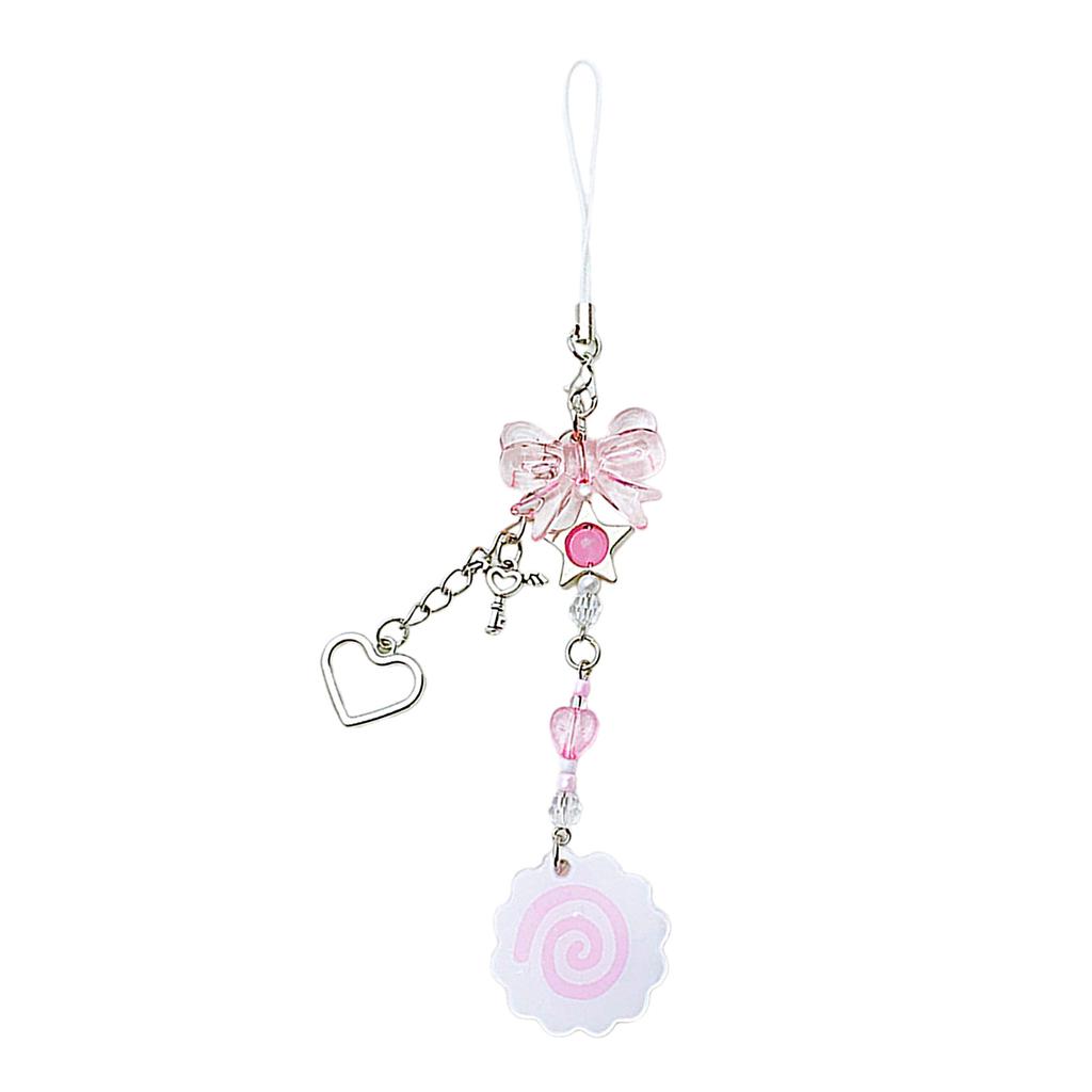 Fashionable Butterfly Fish Cake Phone Chain Pendant Cellphone Charm Keyring Cute Acrylic Keychain with Beads Accessory