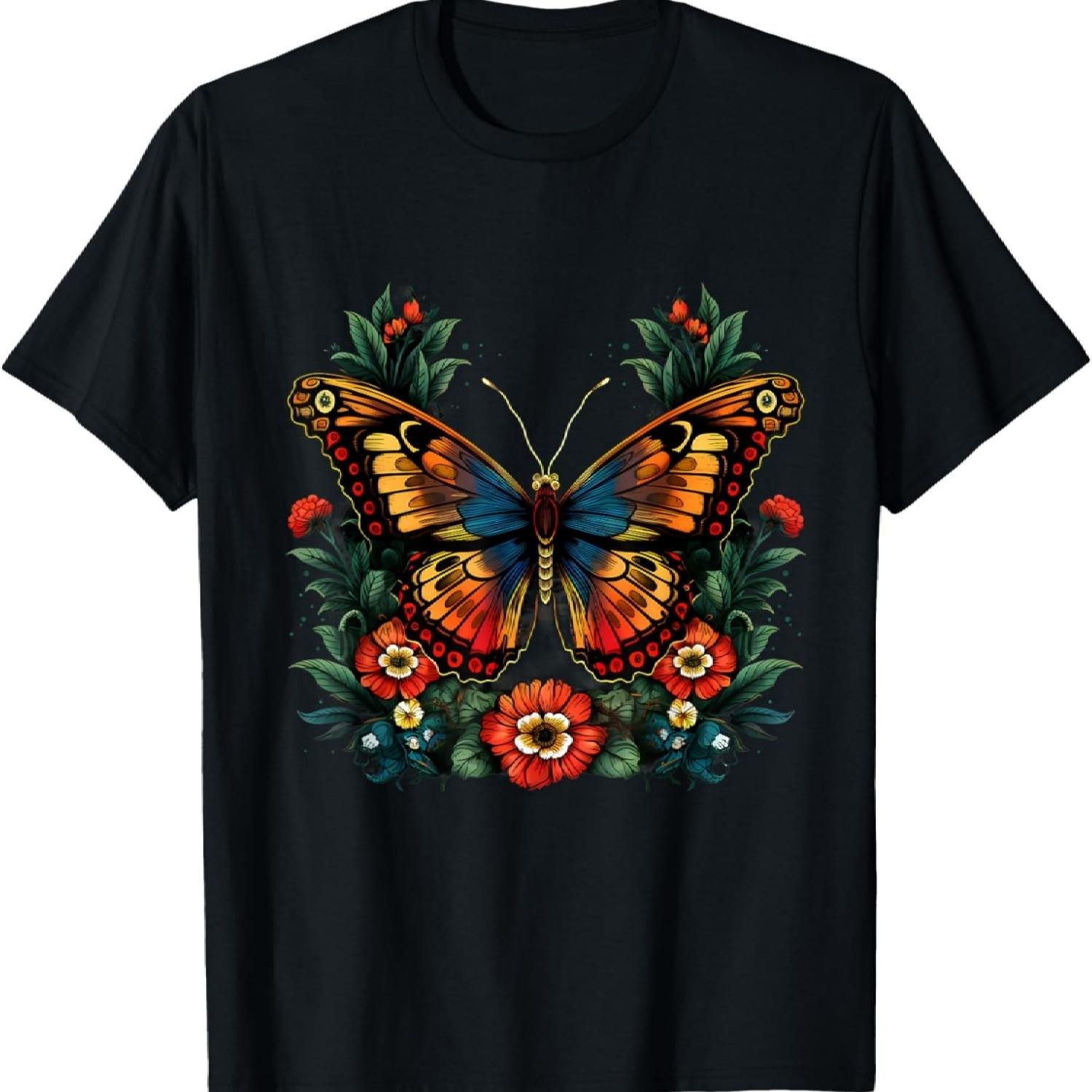 

Butterfly Flower Artwork Floral Animal Art Nature Wildlife T-Shirt XXXXXL чорний