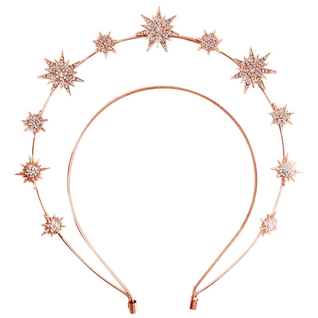 Baroque Sun & Moon Earrings Set with Halo Headband, Double-Layer Star Design & Sparkling Long Earrings