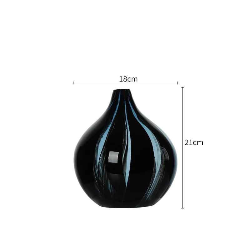 

Black and White Stripes Glass Vase Transparent Flower Pots Desk Decoration Flower Arrangement Floral Vases Room Aesthetic Decor