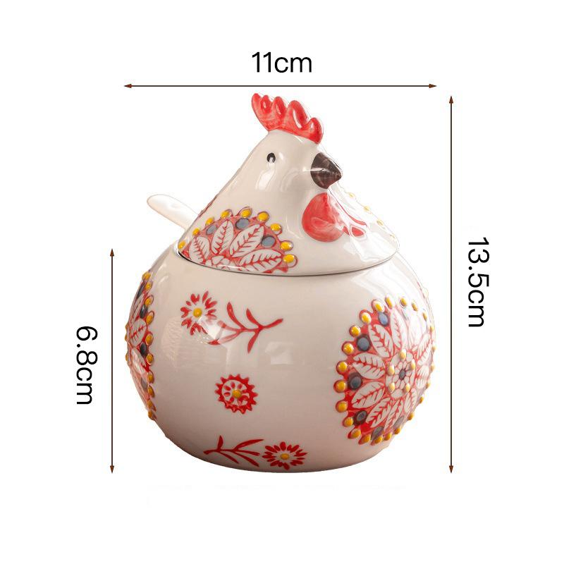 Cute Chick Ceramic Canister Candy Jar Storage Jar with Lid красный