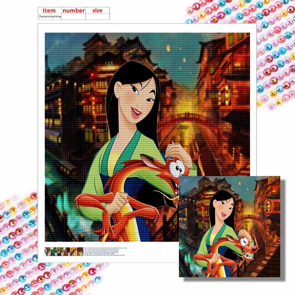 DIY Diamond Painting Round Diamond Mulan and The Fox Full Diamond Mosaic Home Decoration Painting Cross Stitch Kit