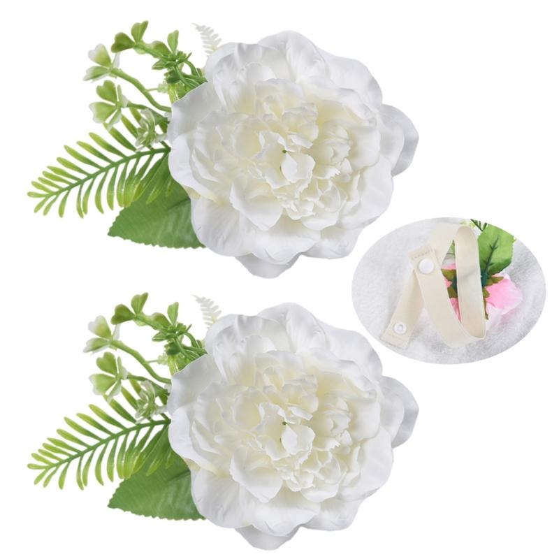 Decorative 2 Pack Artificial Flower Curtain Fasteners Adjustable Drapery Clips for Living Room Bedroom Wedding Decors