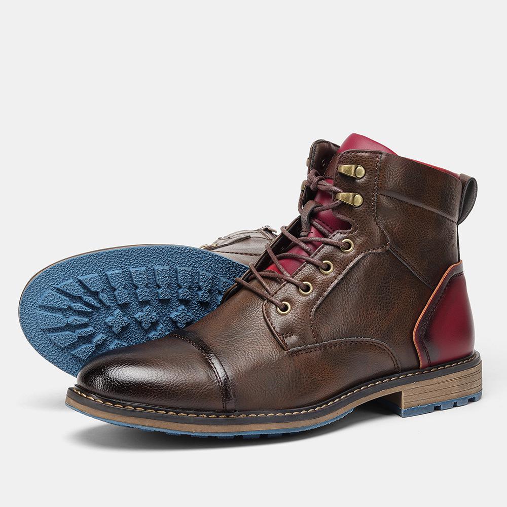 Plus Size Men's High-Top Leather Workwear Ankle Boots - US Size Fashion Martin Boots