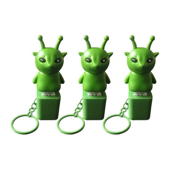 1/2/3Pcs Green Aliens Button Keychain Fidget Toy with Sound LED Lights Stress Anxiety Relief Keyboard Clicker Decompression Button Sensory Toy