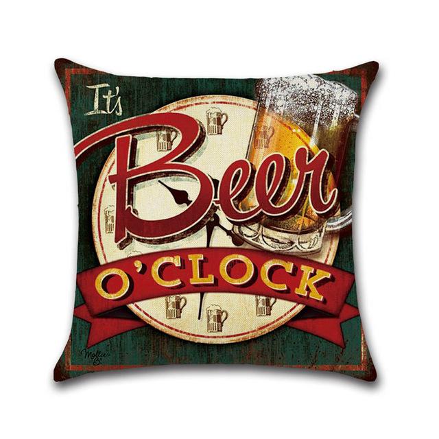Retro Beer Cushion Cover Beer Throw Pillow Case Cover Cojines Decorativos Para Sofa Housse De Coussin Kussenhoes Funda Cojin