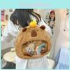 Cute Cartoon Capybara With Transparent Layer Can Hold Badge Plush Backpack