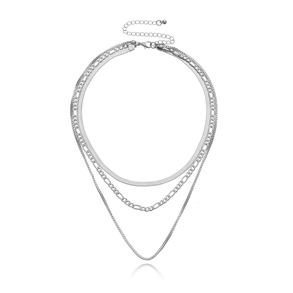 Simple Chain Three Layered Necklaces Separated Set for Women Statement Golden Punk Metalic Collar Necklace Jewelry Gifts