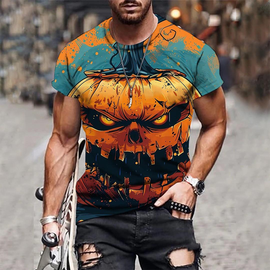 

Skull pattern 3D printing summer retro top T-shirt men s fashion T-shirt XS