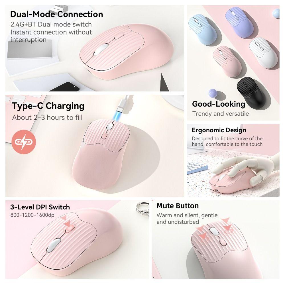 Silent Dual Mode Mouse TYPE-C Charging Rechargeable Computer Mouse Laptop Accessories