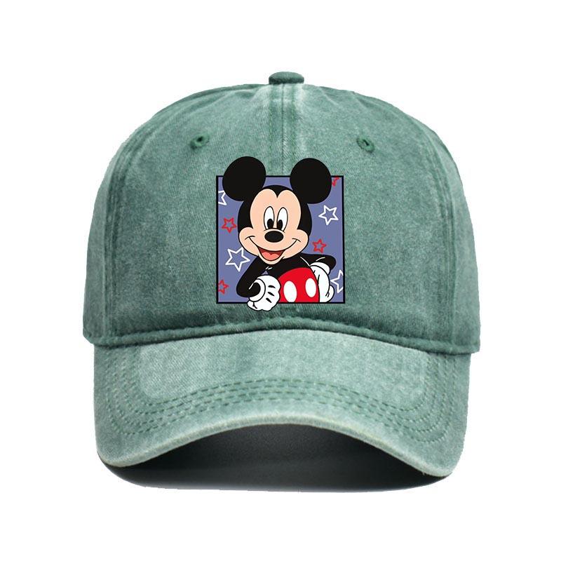 Retro Washed Mickey Mouse Print Baseball Cap Men Women Vintage Kpop Snapback Cap Adjustable Breathable Trucker Hat Sunscreen Hat