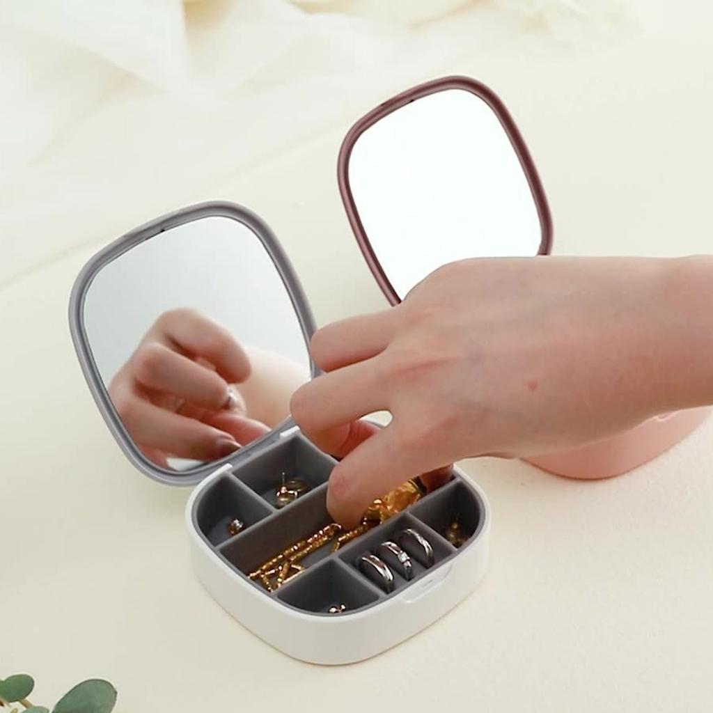 Boîte à bijoux portable multifonctionnelle de rangement ordonné blanc gris mini boîte à bijoux de voyage pour la maison