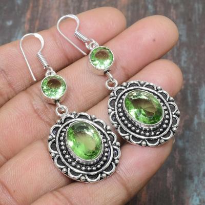 Tsavorite Gemstone Handmade Solid 925 Srebro Biżuteria Kolczyki Na Święto Dziękczynienia