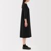 MUJI Women's Double-Knit 3/4 Sleeve Dress, Black, Size S, BB2RZA5S