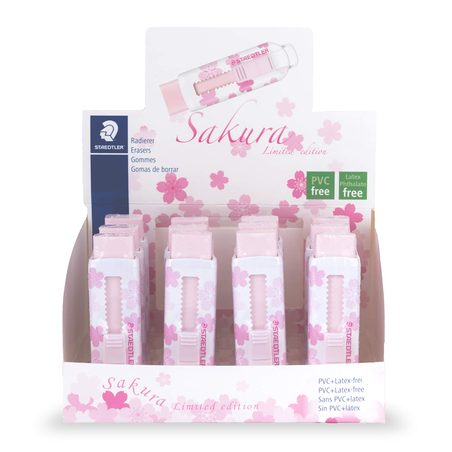 

Staedtler PVC-Free Holder Eraser, Sakura, 12-Pack, 525 PS1A-1*12