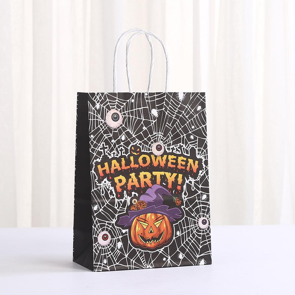 StoBag, Happy Spooky Halloween Gift Bags, Carrying Candy Snack, for Party Supplies, Trick or Treat, Reusable Paper, 12/30pcs