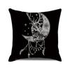 Halloween Decorations Cushion Cover 45x45 cm Vintage Style Skeleton Black Cat Print Pillowcase Holiday Decor Throw Pillow Cover