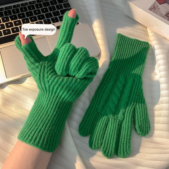 Wool Blend Knitted Gloves Unisex Winter Touchscreen Gloves Windproof Warm Driving Texting Daily Finger Gloves for