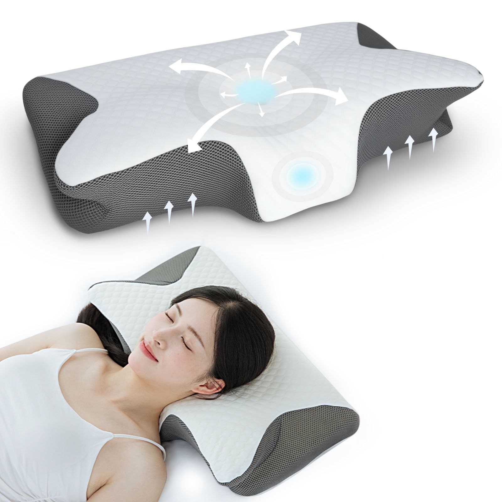 

Подушка из пены с эффектом памяти Le Dzx, Облегчение боли в шее, Выбор низкой или высокой, Моющаяся, Подходит для спящих на боку или на спине, Дышащая подушка с моющейся