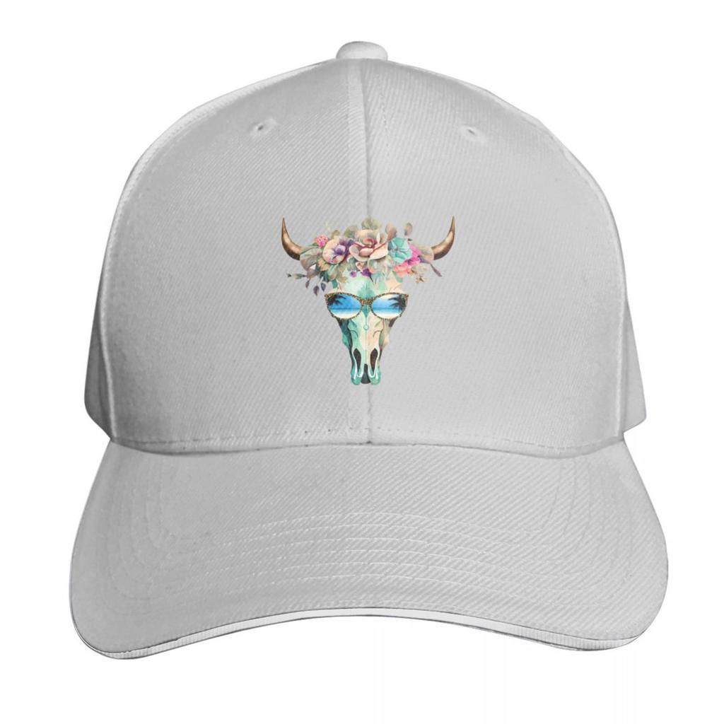 Cow Skull with Sunglasses At the Beach Baseball Cap Birthday Golf Hat Unisex Bobble Hat Dropshipping Caps Women Unisexs