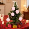 4Pcs Pink Christmas Balls Ornament Large Shatterproof Foam White Pink Stripe Hanging Ball Xmas Holiday Wedding Party Decoration
