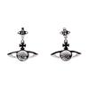 Vivienne Westwood Mini Bas Relief Saturn Shaped Pendant Crystal Earrings Unisex Earrings Silver Purple Pink 62020025-02P551