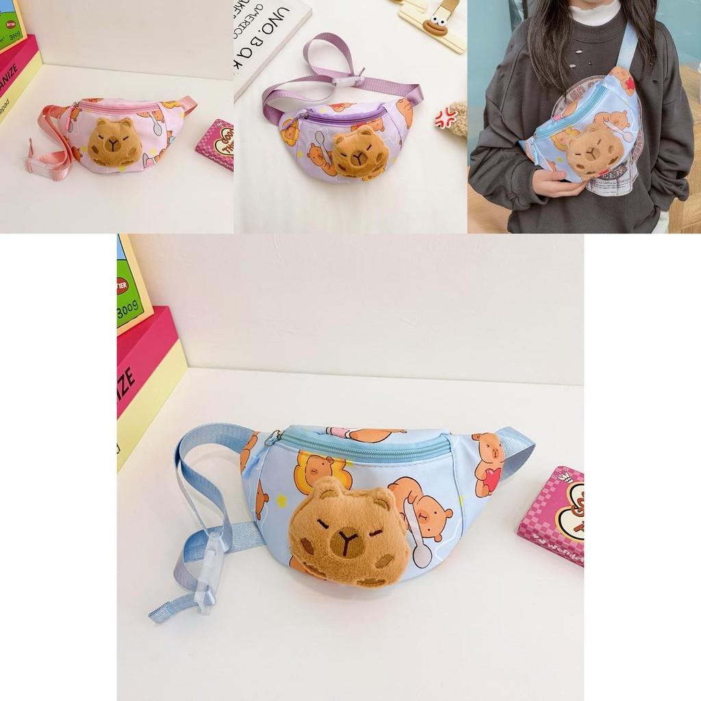 Cute And Fun Capybara Themed Children's Chest Bag Durable Polyester Lining For Everyday
