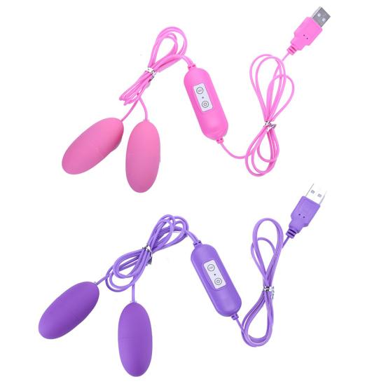 USB Double Egg Vibrator 10 Frequency Vibration Clitoris Stimulator Sexleketøy for voksne