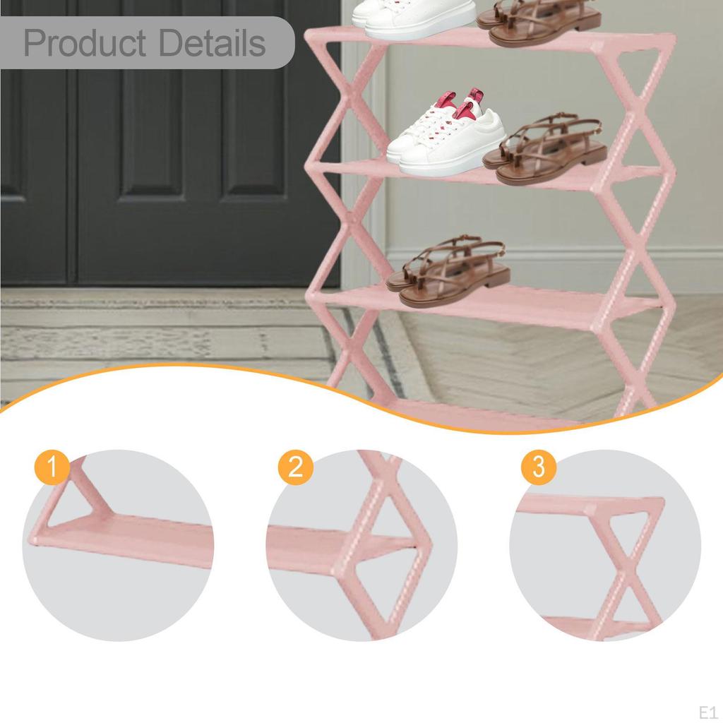 Shoe Rack Organizer 4 Layer 16.5x7.3x19.5inch Easily Install Ventilated Shelf
