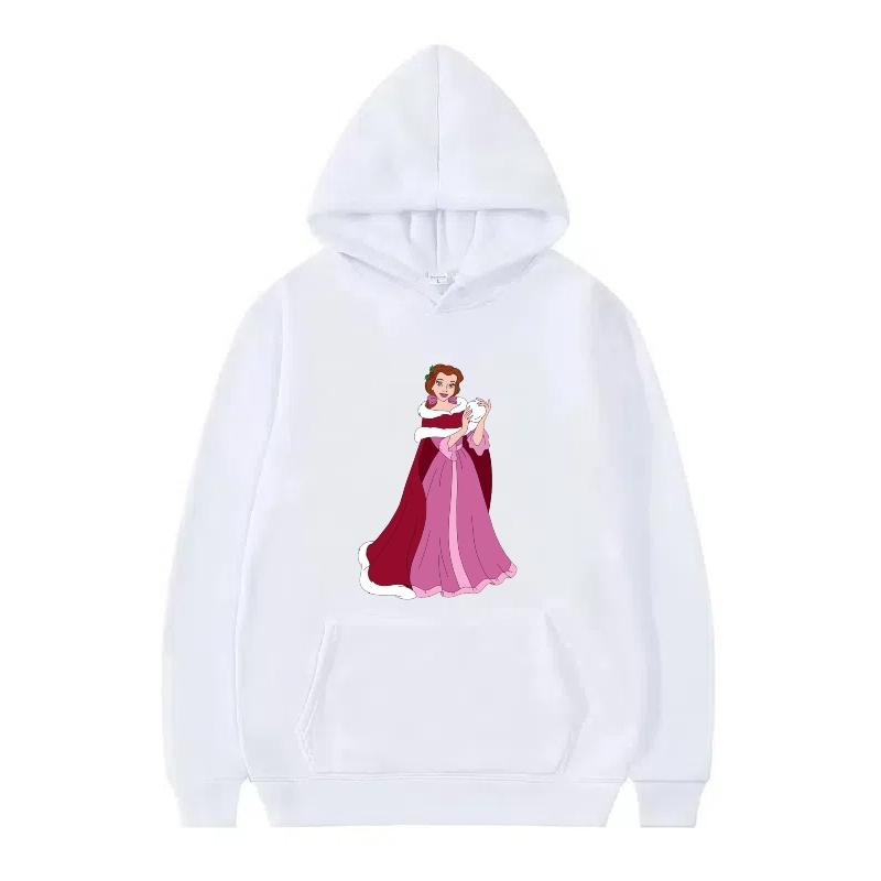 Disney Kráska a zvíře Princezna Vzor Dámské Volné Černé Podzimní Topy Oblečení Svetry Dámské Levné Y2k Mikiny Pánské Sportovní