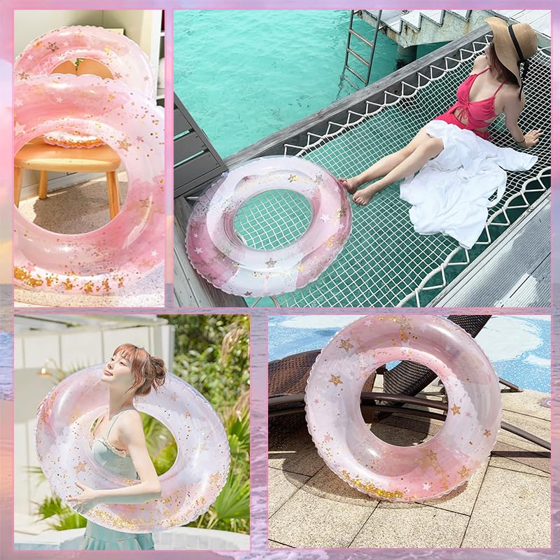 Wowjimi O-Shaped Float, 90#, Adult, Foldable, Sparkly, Perfect for Summer Vacation, Pool, Water Play, Beach, Outdoor Exercise, Pool, Outdoor